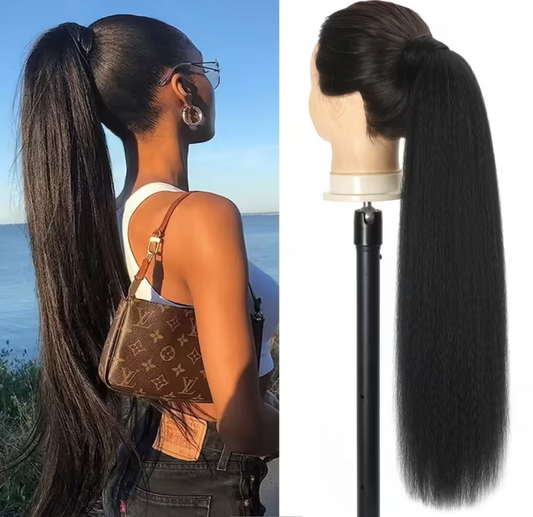 Synthetic Kinky Straight Ponytail Extension Wrap