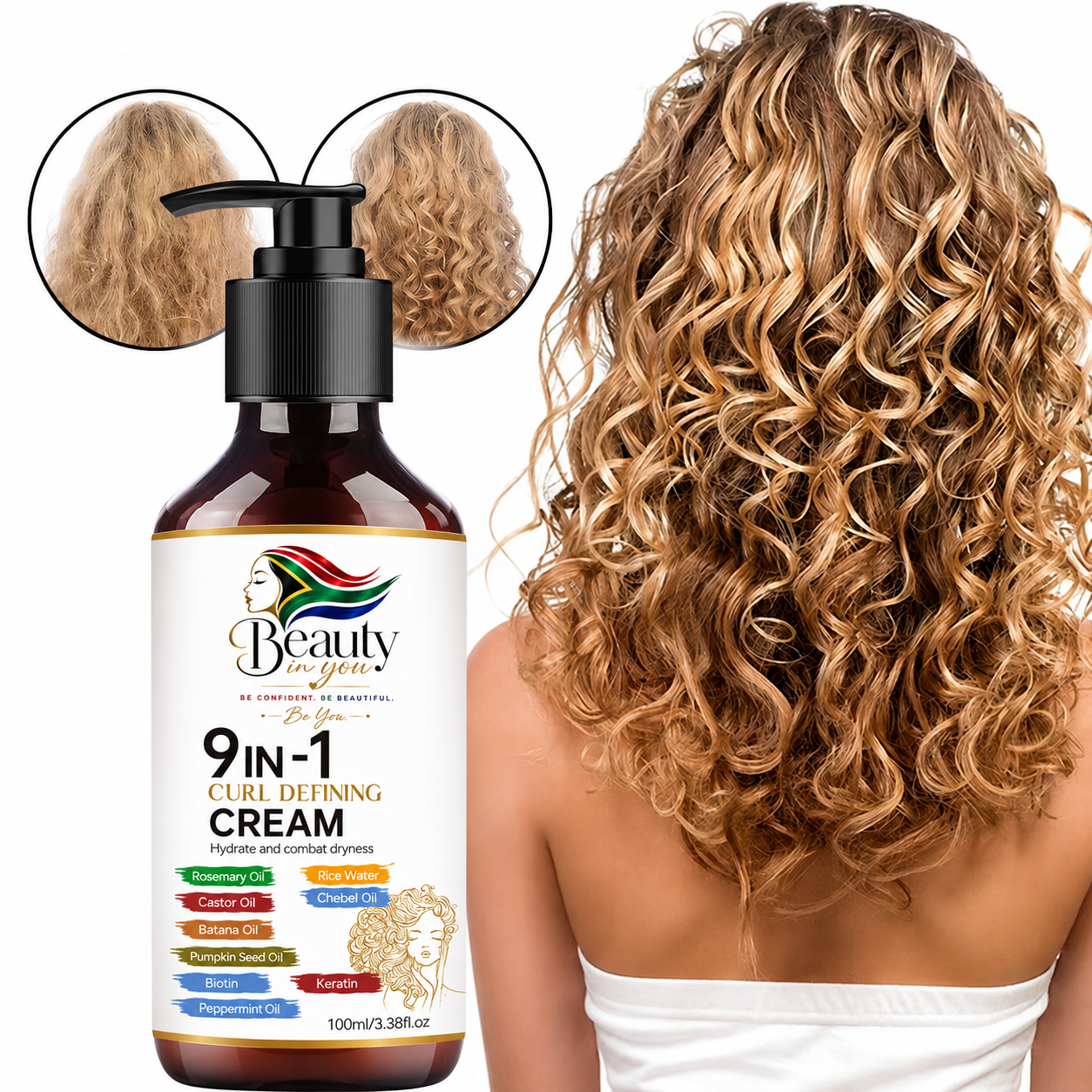 Beauty In You™ Curl Revival 9-in-1 Defining Cream – Hydration, Shine & Long-Lasting Curl Hold
